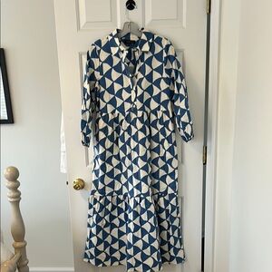 Geometric Blue and White Dress